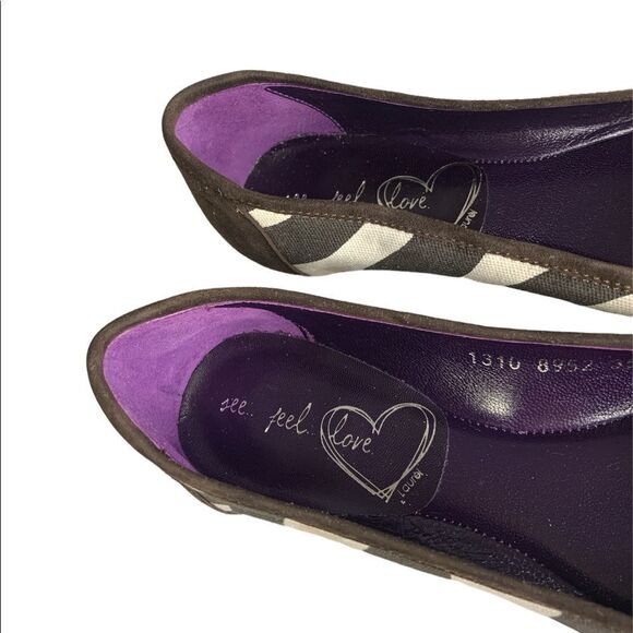 Escada Laurél Canvas Suede Bow Zebra Print Pointed Toe Flats - Picture 5 of 9